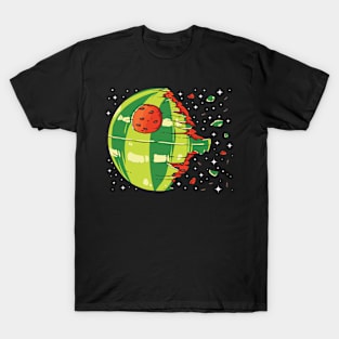 Funny watermelon Spaceship summer fruit design T-Shirt